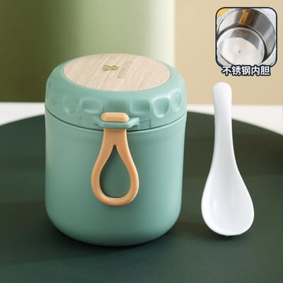 Boîte à déjeuner thermos à motif grain de bois, tasse à soupe isolée, récipients thermos, acier inoxydable, thermos pour enfants d'école 400ml gray