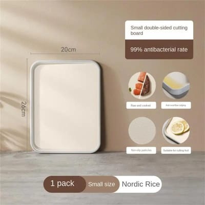 Dubbelzijdige antibacteriële snijplank van tarwestro voor thuiskeuken, anti-schimmel, antislip, kunststof, multifunctioneel, zelfklevend bord beige