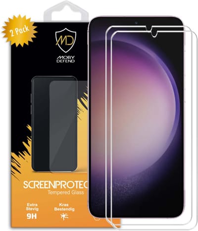 2-Pack MobyDefend Screenprotectors - Geschikt voor Samsung Galaxy S23 - Case-Friendly Screensavers - Gehard Glas