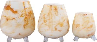 PTMD Windlicht Jamillia - 17x17x19 cm - Glas - Geel