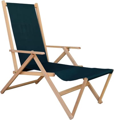 Opvouwbare strandstoel - Houten ligstoel - Buiten relaxen - Verstelbare rugleuning - 58 x 105 cm - Blauw
