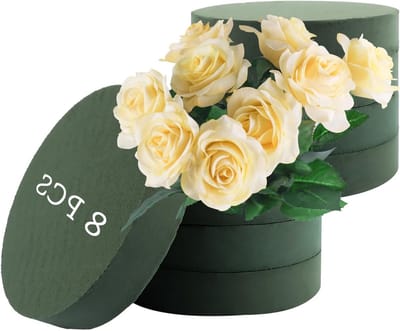 Ronde Bloemschikschuim Mass 20 x 4 cm voor Verse Bloemen, Bruiloften, Tuin en Huisdecoratie, Verpakking van 8 Stuks