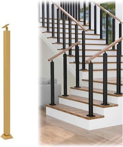 Trap Balustrade Paal - Smeedijzeren Kolom - Veilige Toegang Creëren - 270° Verstelbare Beugel - Hoogte 95 cm - Zwart