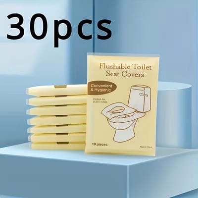 30 Stuks Wegwerp Toiletbrilhoezen - Hygienische Toiletdekjes - Oplosbaar Papier - Ideaal voor op Reis, Vakantie & Openbare Toiletten