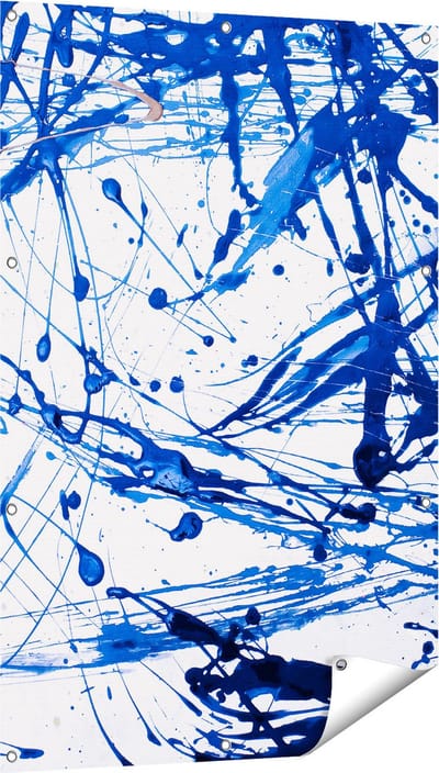 Gards Tuinposter Abstracte Kunst Blauwe Verf - 80x120 cm - Tuindoek - Tuindecoratie - Wanddecoratie buiten - Tuinschilderij