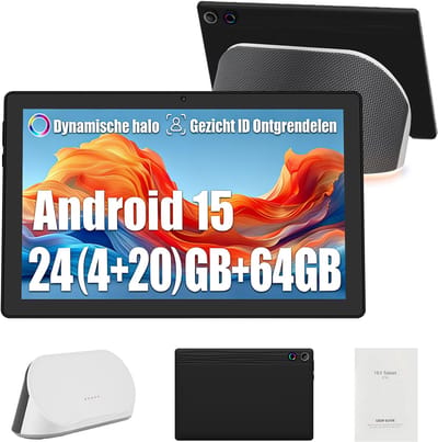 A10RPO-15 Tablet - Android 15 tablet met oplaadbaar stereoluidspreker - 24GB RAM+64GB ROM - 10.1 inch - 5000mAh - AI-Slim Digitaal Fotolijstje & Klokmodus
