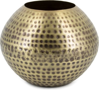 HomeBound by KY | Vaas metaal rond goud | 13x25,5x19cm | metalen bloemenvaas