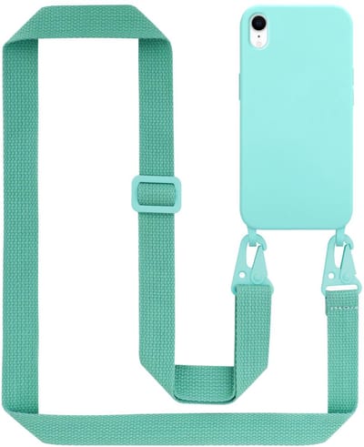 Cadorabo Mobiele telefoon ketting geschikt voor Apple iPhone XR in LIQUID TURKOOIS - Silicone beschermhoes met lengte verstelbare koord riem