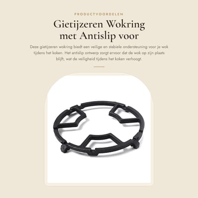 Dailygoods- Wokring Antislip - Gietijzeren Woksteunring - Stabiel Fornuisrek - Diameter 30 cm - Praktisch Keukengereedschap - Veilig Koken