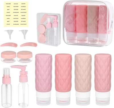Set van 8 Herbruikbare Siliconen Reisflessen 100ml - Lekvrije Flessen voor Shampoo, Lotion en Douchegel - Perfect voor Vakanties en Weekendjes Weg
