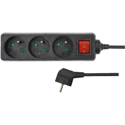 AWTools AW24690 - Huishoudelijke Verlengsnoer - 4 Stopcontacten - 1.5m - Geaard - Met Schakelaar