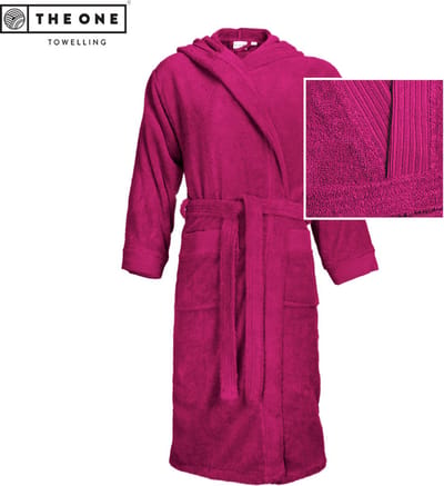 The One Towelling Badjas - Zachte kamerjas met capuchon - Vocht absorberend - 100% Gekamd badstofkatoen - XXL/XXXL - Magenta