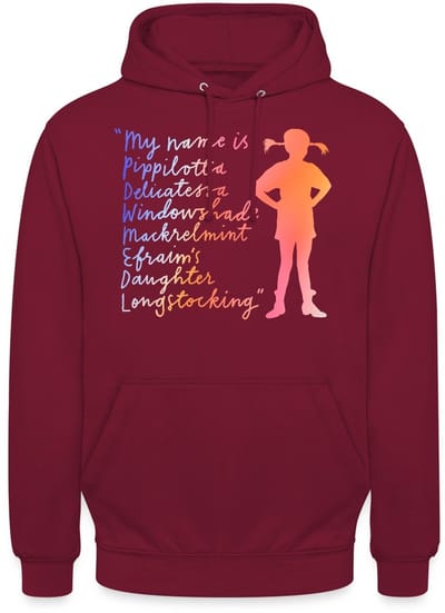 Pippi Langkous My Name Is … Bunt Hoodie Unisex