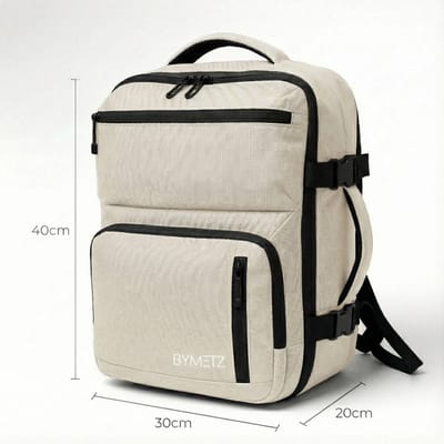 ByMetz 40x30x20 Handbagage Rugzak - Underseater - Laptopvak 15,6 - Beige