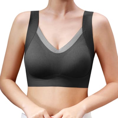 Naadloze Comfort BH - Maat XL - Zwart - Met bh vulling - bamboe bh - Extra comfortabele BH - Zwangerschaps bh - Bh met beugel - met push up - Magic bra - met pads - Dames ondergoed