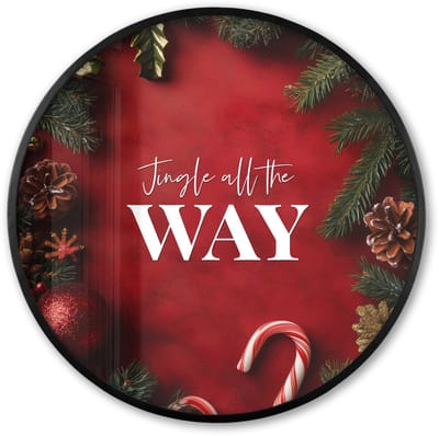 Poster in lijst Rond - Fotolijst 60x60 cm - Posters - Kerst - Quote - Rood - Kerstballen - Ronde posterlijst zwart - Decoratie - Wanddecoratie woonkamer - Kerstdecoratie voor binnen - Kerstversiering - Kerstmis versiering in huis - Kerstaccessoires