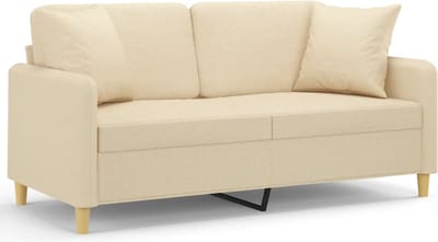 vidaXL - Tweezitsbank - met - sierkussens - 140 - cm - stof - crèmekleurig