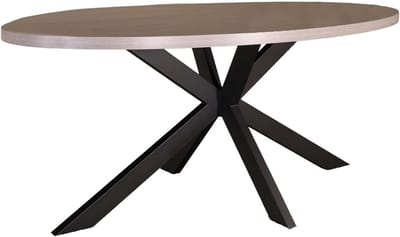 Eettafel ovaal melamine - Ovale tafel - Gezellig tafelen - Onderhoudsvriendelijk blad - 180 cm - Grijs