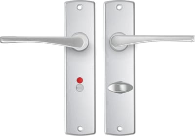 AXA Binnendeurbeslag set (Curve) Aluminium: Kruk (model Vlinder) op schild voor toilet/badkamer TL63-8