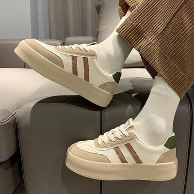 Chaussures d'entraînement allemandes en cuir pour début de printemps, nouvelles chaussures blanches à semelles épaisses, polyvalentes, légères, à semelles souples, chaussures de sport décontractées, chaussures de planche 40 gray