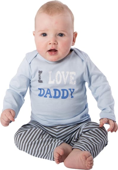 Baby pyjama 100% katoen – I Love Daddy print – lange mouw & lange broek – zachte baby slaapkleding – blauw / streep - maat 74/80