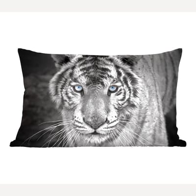 Sierkussens - Kussentjes Woonkamer - 60x40 cm - Tijger - Dier - Zwart - Blauw - Modern