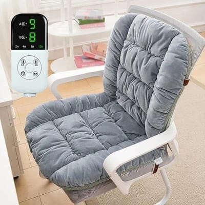 Stoelverwarmingskussen Met Rugleuning Kantoorstoel Elektrisch Verwarmingskussen 9 Versnellingen Instelbare Temperatuur Geïntegreerd Thermostatisch Mat EU PLUG 220V gray