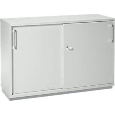 Schäfer Shop Genius schuifdeurkast TETRIS WOOD, 2 OH, incl. stalen sokkel, B 1200 x D 421 x H 800 mm, lichtgrijs
