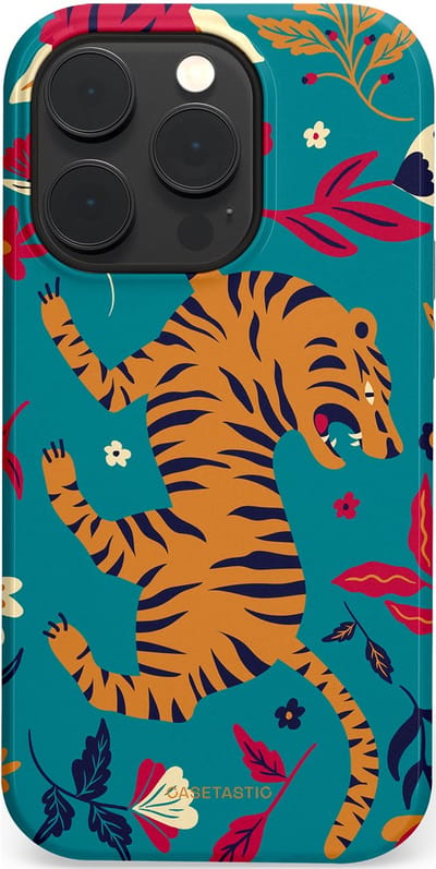 Casetastic Hoesje Geschikt voor Apple iPhone 14 Pro Magsafe - Stijlvolle Beschermende Duo-layer Case - Gouden brul