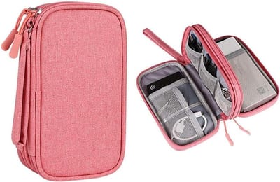 Elektronische Accessoires Organizer Tas voor Powerbanks, Kabels en USB-Sticks - Roze