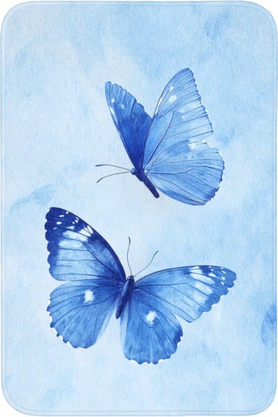 Badmat 60x90 cm - Antislip - Vlinders - Sierlijk - Blauw - Badmatten voor badkamer - Badkamermat - Douchemat - Badkamer mat