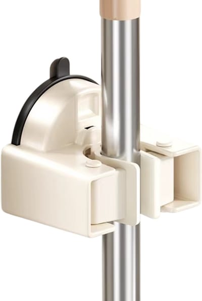 Zuignap Mop- & Bezemhouder – Badkamer Ophanghaak, Perforatie Vrij, Zelfklevend, Voor Mop, Bezem en Opslag, Mop Haak Bezemhouder Wandhouder Keuken Badkamer - Beige