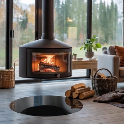 Coloray Vloerplaat Houtkachel - Plaat onder Houtkachel - 80 cm x 80 cm - Kachel Onderplaat - Zwart Vloerplaat Kachel - Verwarmingsaccessoires - Onderplaat Kachel - Houtkachel Vloerplaat - Vloerplaat Voor Kachel