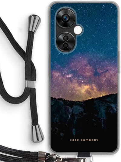 Case Company® - Hoesje met koord geschikt voor OnePlus Nord CE 3 Lite hoesje met Koord - Travel to space - Telefoonhoesje met Zwart Koord - Bescherming aan alle Kanten en Over de Schermrand
