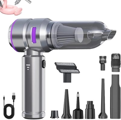 Draadloze Handstofzuiger - Compacte Zuiger - Auto Interieur Reinigen - 4-in-1 Functie - 23 cm Lengte - Zilver