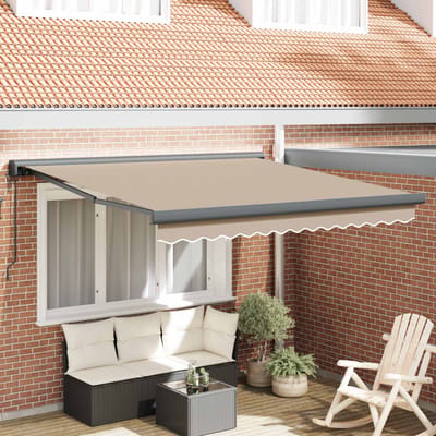 vidaXL - Uitschuifbare - luifel - Beige - 300 - x - 250 - cm - Stof - en - Metaal