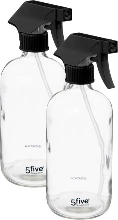 5Five Plantenspuit met een inhoud van 450 ml - 2x - glas - transparant - verstuiver kop - 21 cm