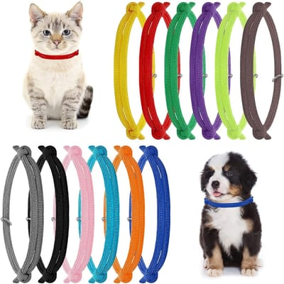 Kleurige ID-halsbanden voor kittens en puppy's, 12 stuks, verstelbare identificatiehalsbanden voor kleine honden en katten, perfect voor pasgeborenen