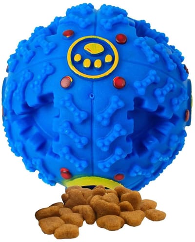 Nobleza Hondenspeelgoed - Snack speelbal hond - Intelligentie speelgoed hond - 7 cm - Voedselbal - Blauw
