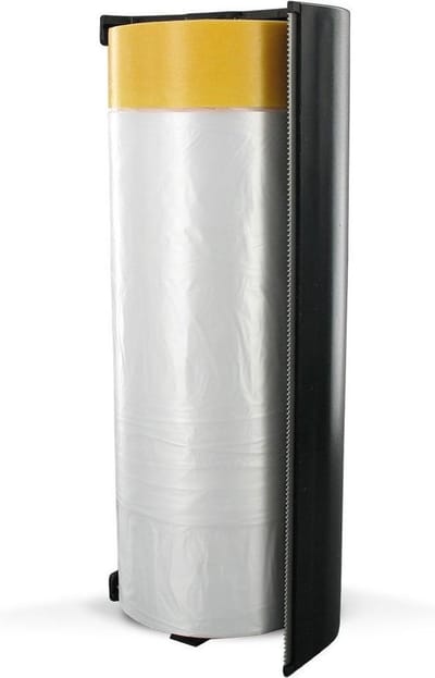Speedymask Beschermfolie/ afdekfolie Gold transparant 2700mmx20m+washitape met dispenser  (afplaktape/verftape/schilderstape plakband)