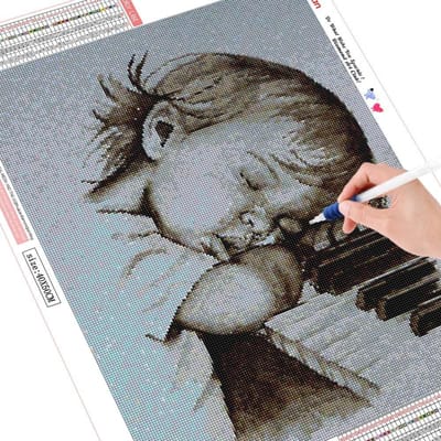 Peinture diamant japonaise 5D avec perceuse ronde complète pour petite fille, broderie, soldes 20X30 black