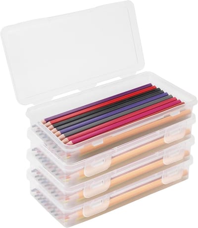 Set van 4 Pennenhouders met Klikdeksel voor School, Kantoor en Creatieve Projecten - Ideaal voor Tekenmateriaal en Kantoorbenodigdheden