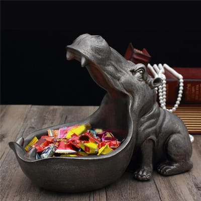 Nijlpaard Figuur Desktop Opbergdoos Standbeeld Sleutelkom Hippo Sculptuur Grote Mond Pelikaan Tafel Sleutel Snoep Container Woondecoratie Small