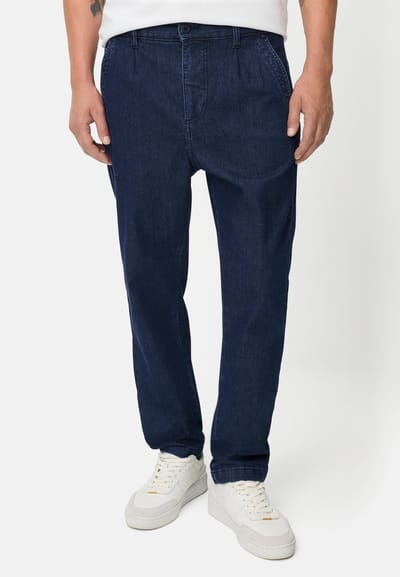 camel active Casual chino met Relaxed Fit in denimlook - Maat menswear-36/32 - Indigoblau