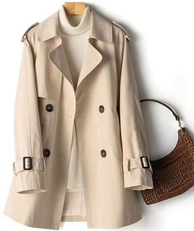 Dailygoods - Stijlvolle Herfstjas Dames - Middellange Windjack - Trendy Trenchcoat - Abrikoos - Geschikt voor Herfst - Comfortabele Pasvorm - Perfect