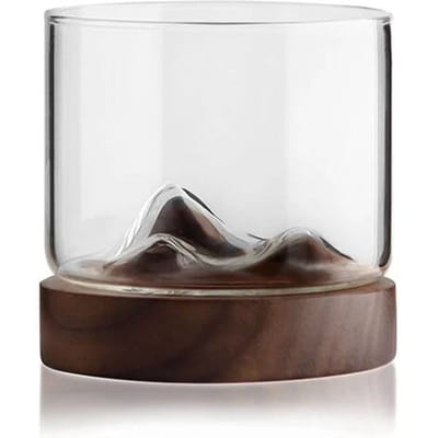 Japanse Stijl 3D Berg Likeurglas Massief Hout Onderzetter Set Gesplitst Type Vodka Glas Whisky Glas Walnoot Glasmat Whisky Tumbler 120ml
