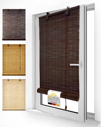 Sol Royal rolgordijn bamboe 80x160 cm SolDecor B86 - rolgordijnen zonder boren - rolgordijnen lichtdoorlatend zonwering bamboo jaloezieën inclusieve klembeugels - Bruin