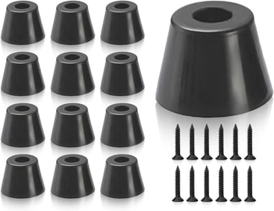 12 Stuks Zwarte Ronde Rubber Voetjes met RVS Schroeven voor Snijplanken en Meubels - Antislip, Duurzaam en Beschermend