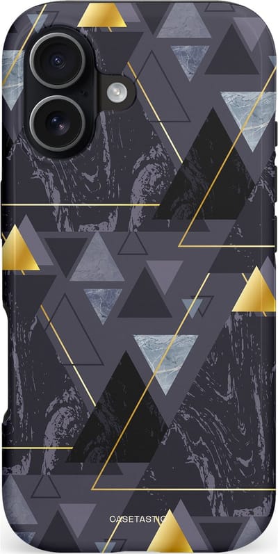 Casetastic hoesje geschikt voor Apple iPhone 17 - MagSafe - Dubbellaagse bescherming - Zwart Goudpatroon - Fashion Case - Donkergrijs Grijs Goud