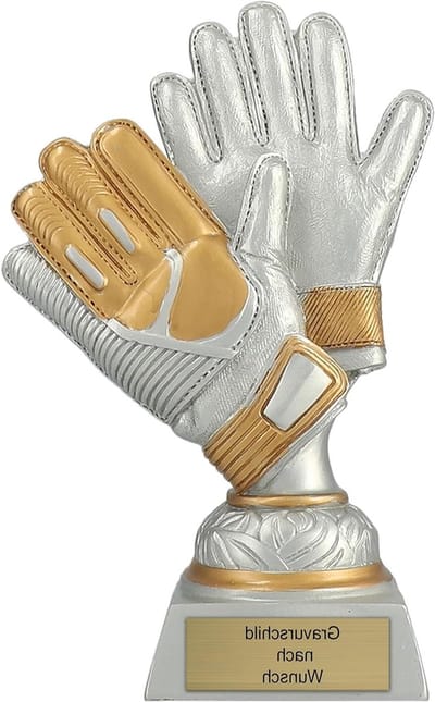 Voetbal Trofee - Onderscheiding Beker - Sportevenementen Prijsuitreiking - Gepersonaliseerde Gravure - 17 cm - Goud/Zilver